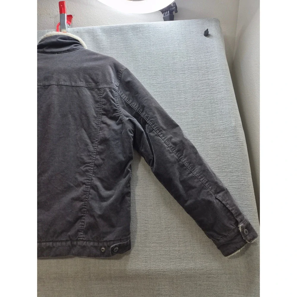 Gap for Good Corduroy Trucker Jacket Men Large Charcoal Gray Sherpa Lined Collar